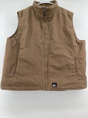 EUC Berne Endurance Brown Full Zip Vest Quilted XXL Mechanic Utility Barn Womens